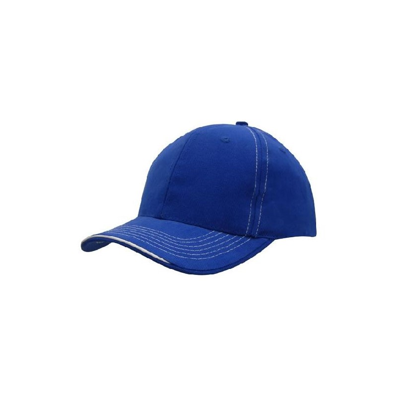 Blue cap with white accents