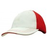 Red trucker cap with white accents