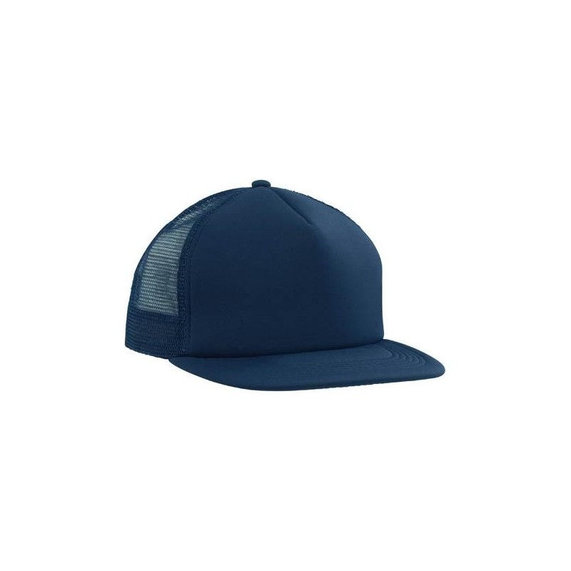 Navy flat peak trucker cap - 3806