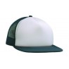 White flat peak trucker cap with navy details - 3806