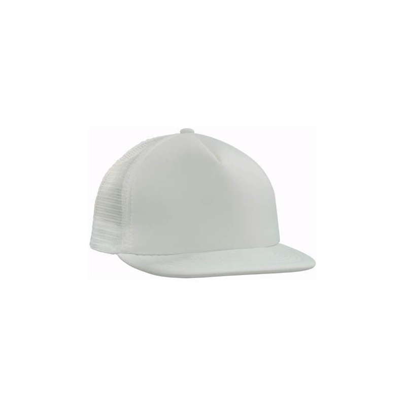 White flat peak trucker cap - 3806