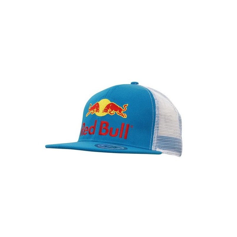 Flat peak trucker cap + Red Bull flat embroidery