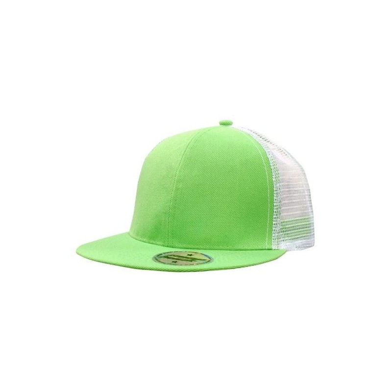 Green flat peak trucker cap