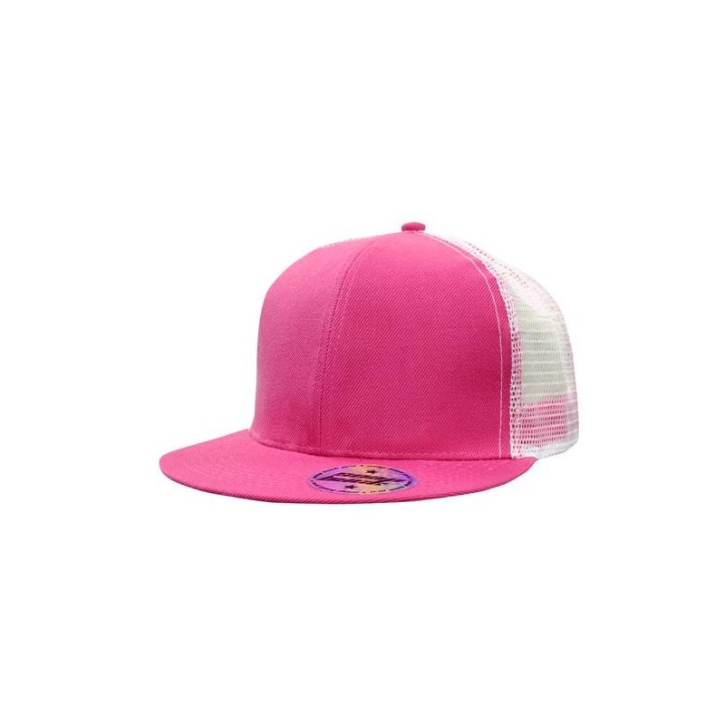 Pink flat peak trucker cap