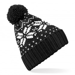 Fair Isle Snowstar beanie - B456 - Black/White