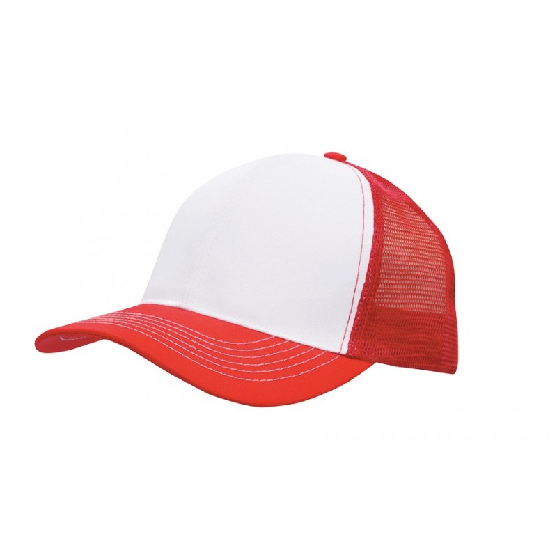 White trucker cap with red details