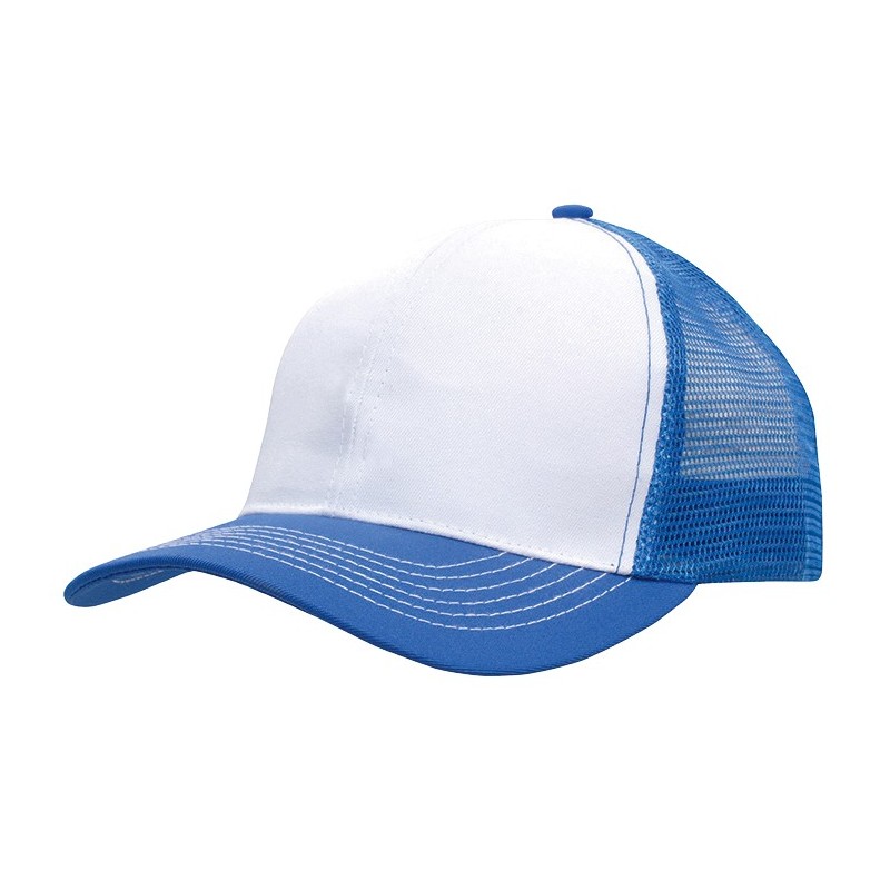 White trucker cap with blue details
