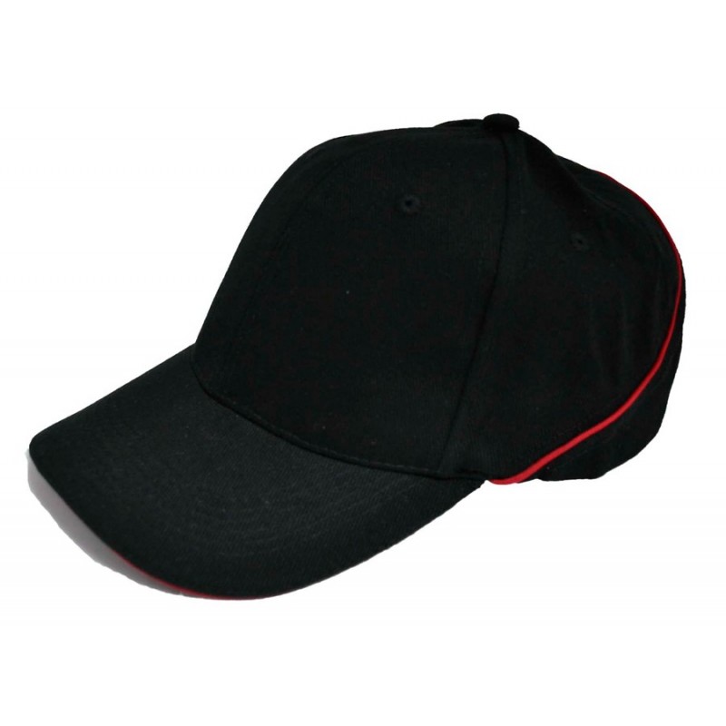 Black cap with red accents