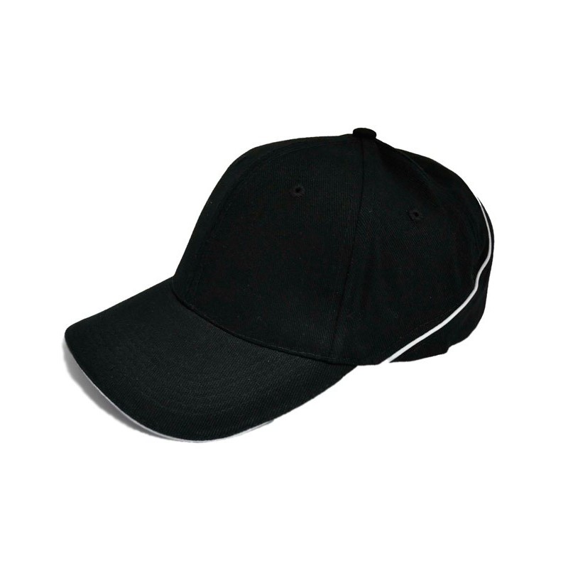 Black cap with white accents