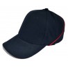 Navy cap with red accents