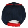 Navy cap with red details