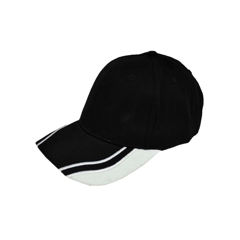 Black cap with white accents